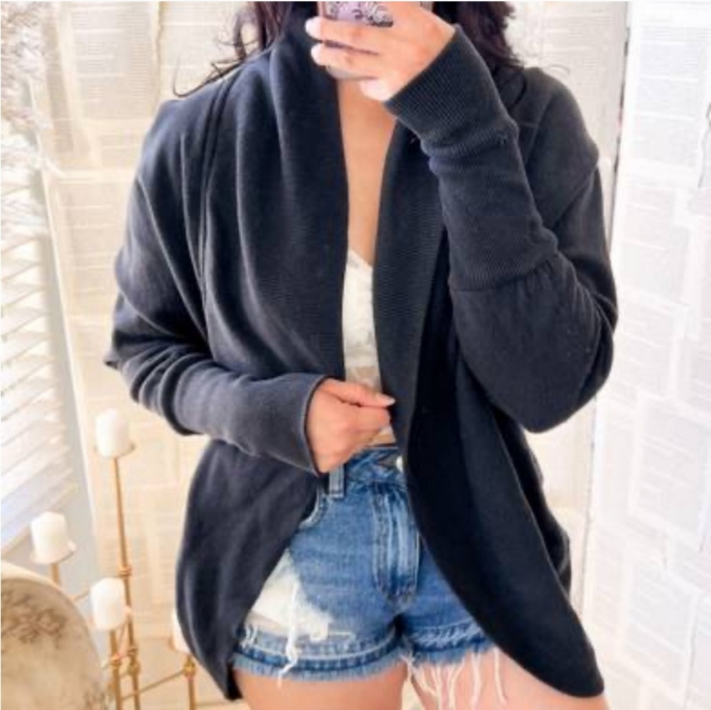 Wilfred cardigan sweater Diderot cocoon dark blue open knit oversized